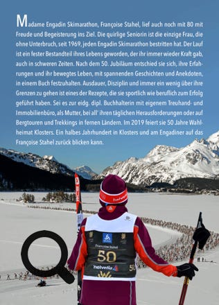 Der lange Lauf von Madame Engadin Skimarathon Françoise Stahel Klosters